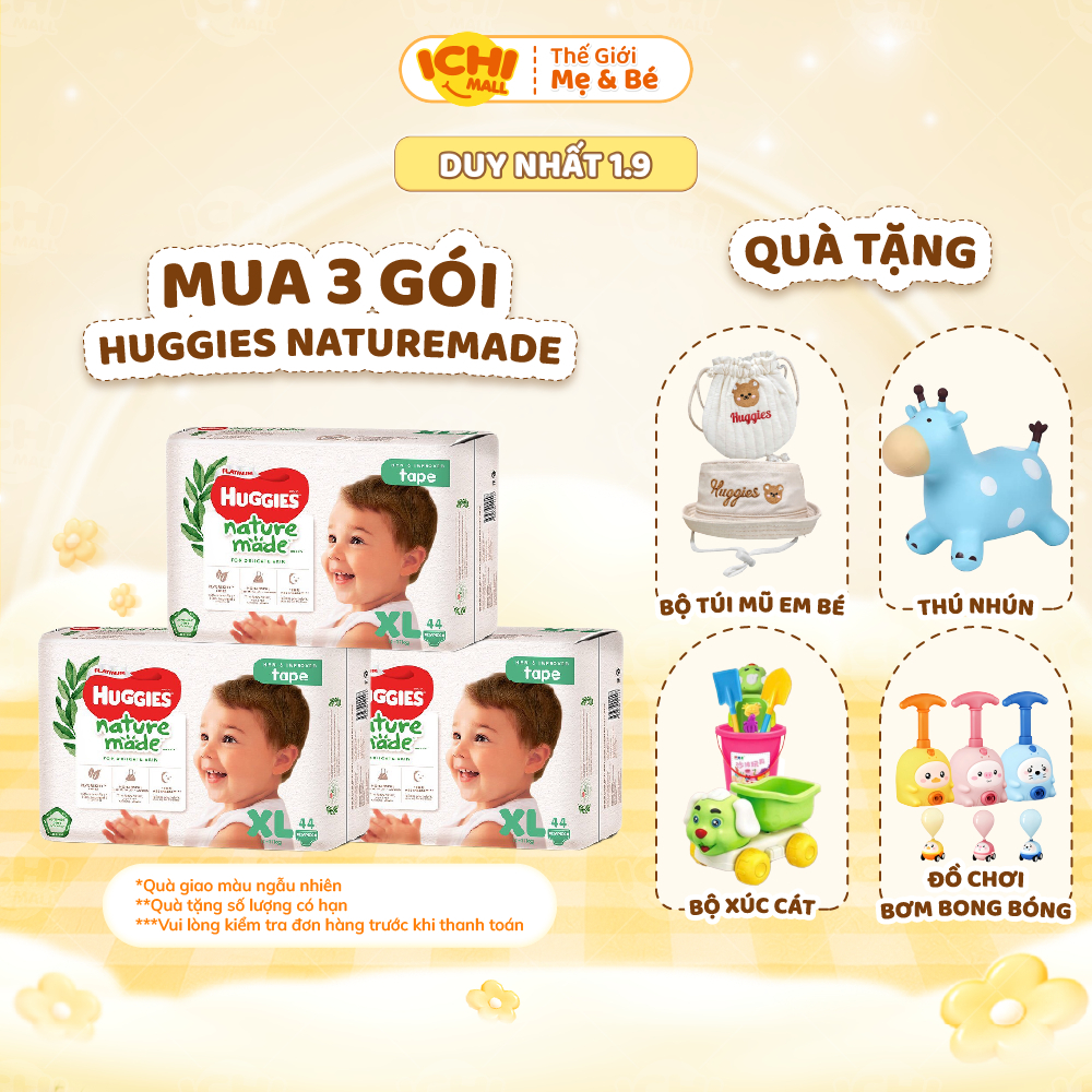 [MUA 2 KÈM QUÀ] Tã bỉm dán/quần HUGGIES PLATIUM NATURE MADE Siêu Thấm Hút, Đủ Size Cho Bé_Ichimall