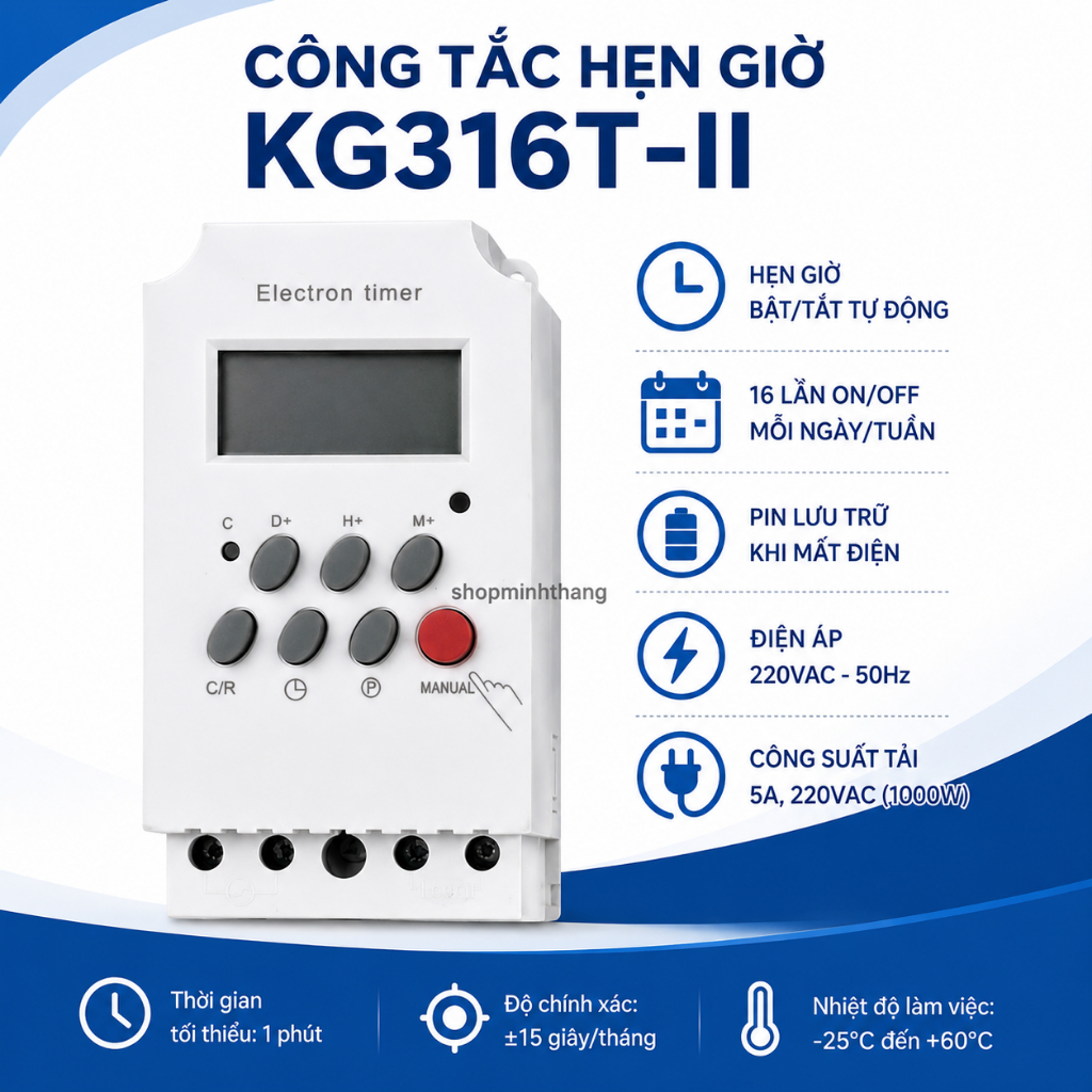 Công Tắc Rơ Le Đồng Hồ Hẹn Giờ KG316-TII