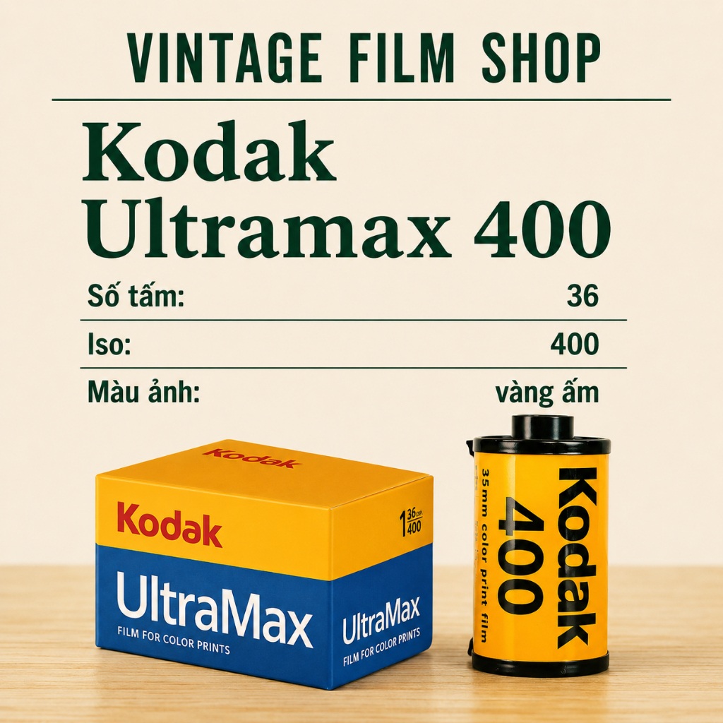 Film Kodak Ultramax 400 36 kiểu indate 2028 Vintagefilm