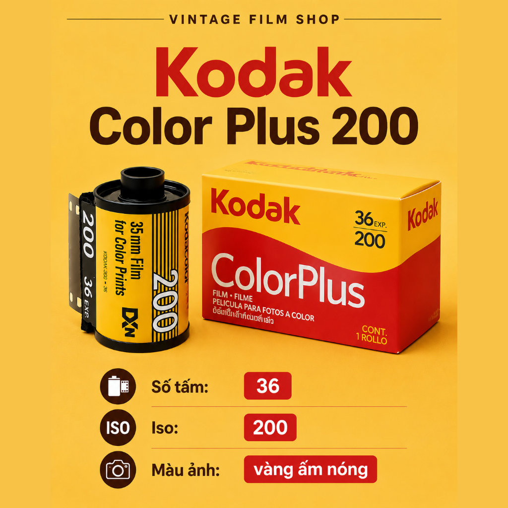 Film Kodak ColorPlus 200 36 kiểu indate 2028 Vintagefilm