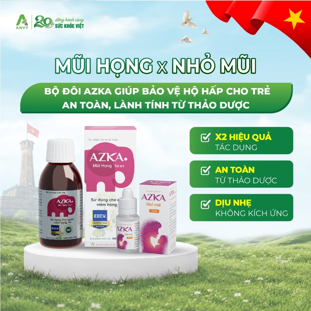 [MŨI HỌNG X NHỎ MŨI] Bộ Đôi AZKA Giúp Bảo Vệ Hô Hấp Cho Trẻ -  Hiệu quả, An Toàn Từ Thảo Dược