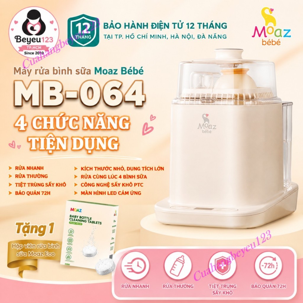 Máy rửa bình sữa tiệt trùng sấy khô Moaz BéBé MB-064 MB064