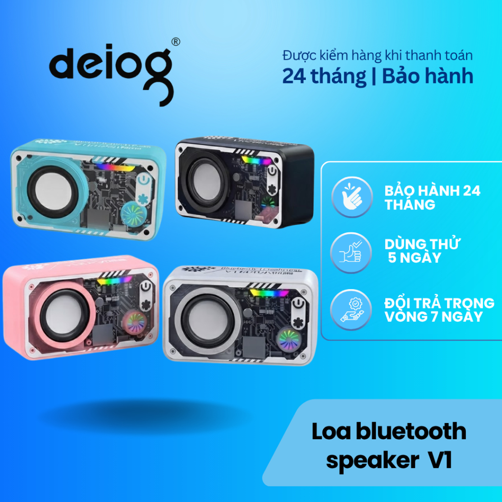 Loa bluetooth speaker v1, âm thanh bass mạnh, kết nối bluetooth ổn định, pin lâu, thiết kế nhỏ gọn