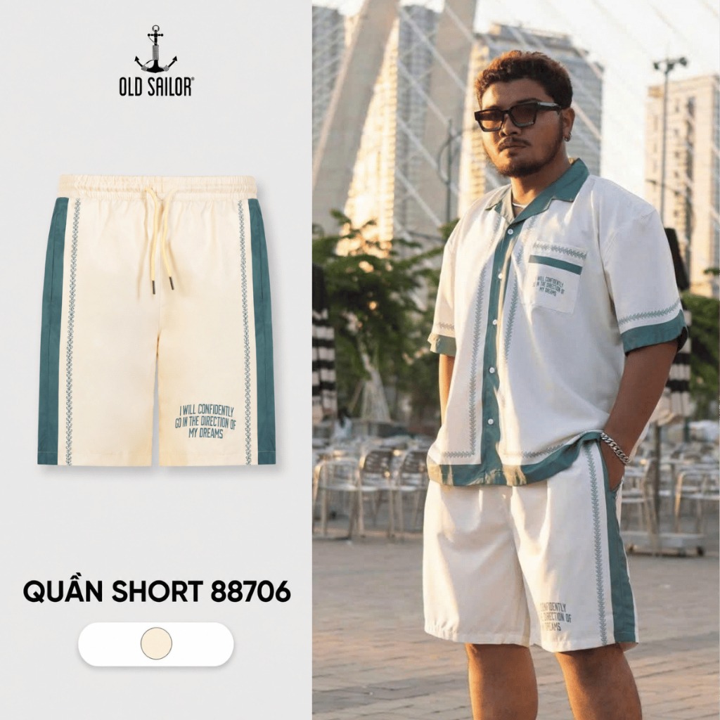 Quần Short Greece Old Sailor 88706 – Short Nam Form Relax, Mềm Mịn, Trẻ Trung