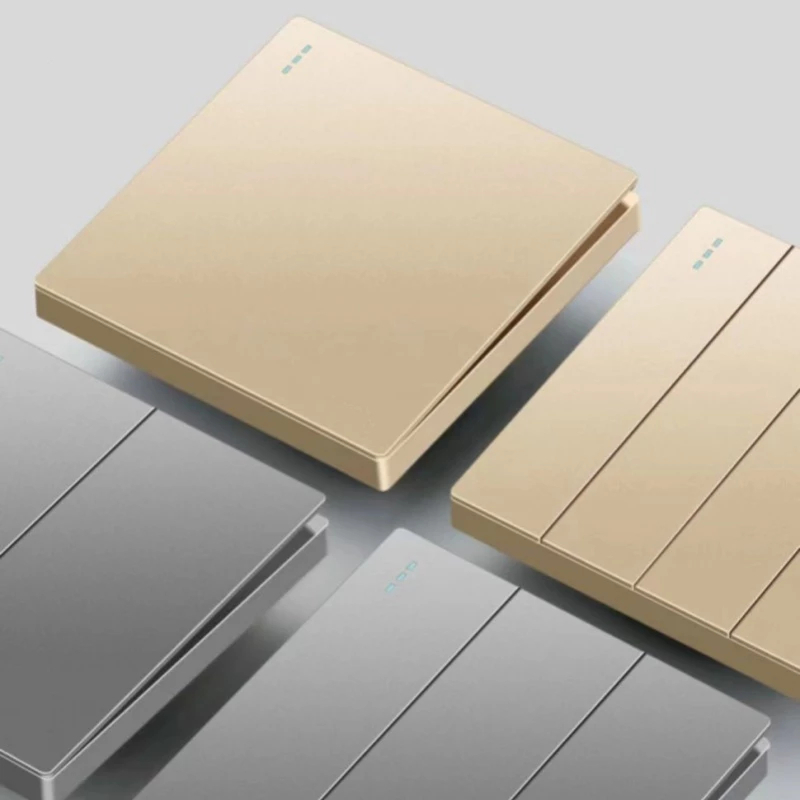 Guwife Ổ Cắm Điện Âm Tường Đa Năng 5 Lỗ Loại 86 Có Công Tắc, Cổng USB-A Type-C, Màu Vàng/Xám 86x86mm