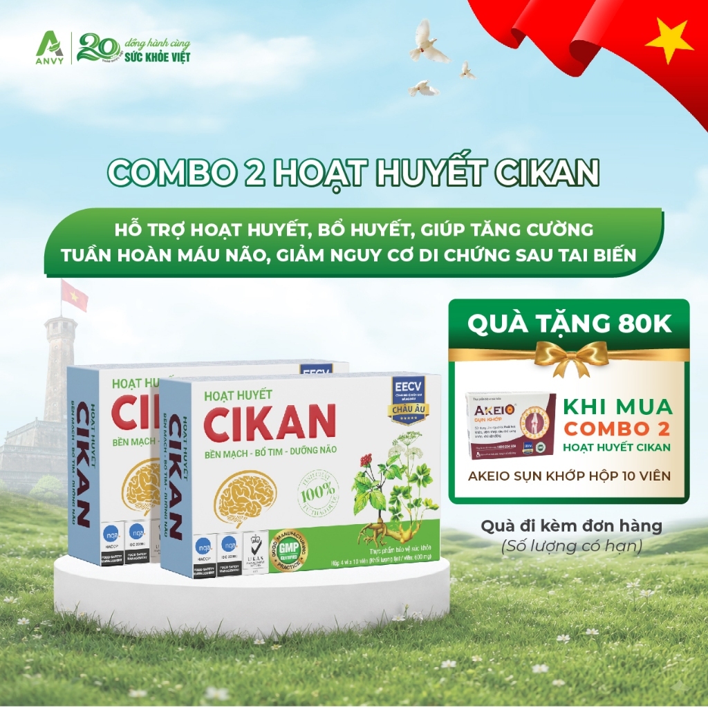 [CÓ QUÀ] - Combo 2 Hoạt Huyết Cikan - Hỗ Trợ Cải Thiện Tuần Hoàn Máu Não, Giảm Nguy Cơ Di Chứng Sau 