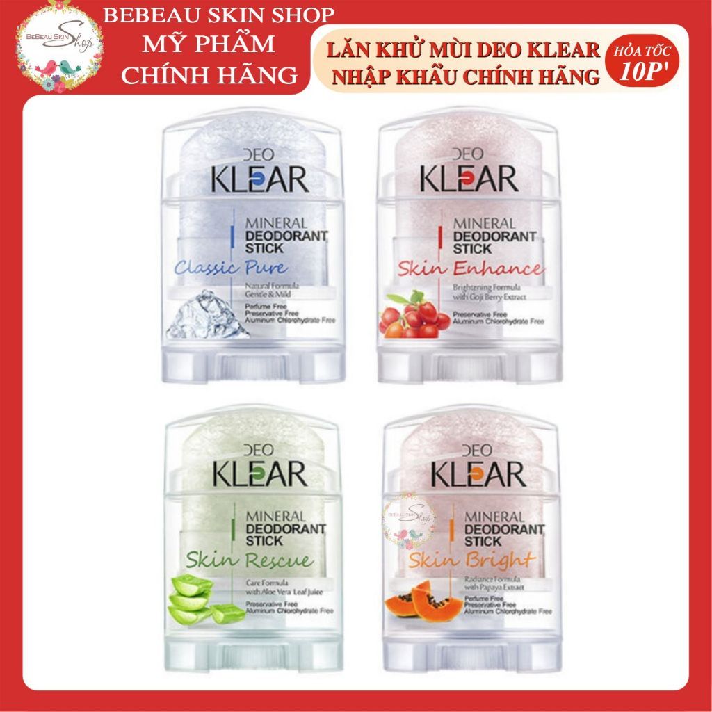 Lăn Đá Khoáng Deo Klear Khử Mùi Không Gây Ố Vàng Chính Hãng Thái Lan 70g - Bebeau