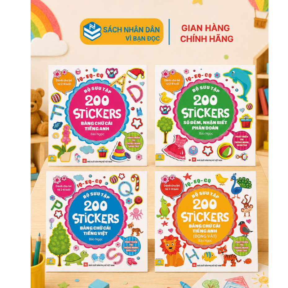 Sách - Combo 4 cuốn Bộ Sưu Tập 200 Stickers  - ndbooks