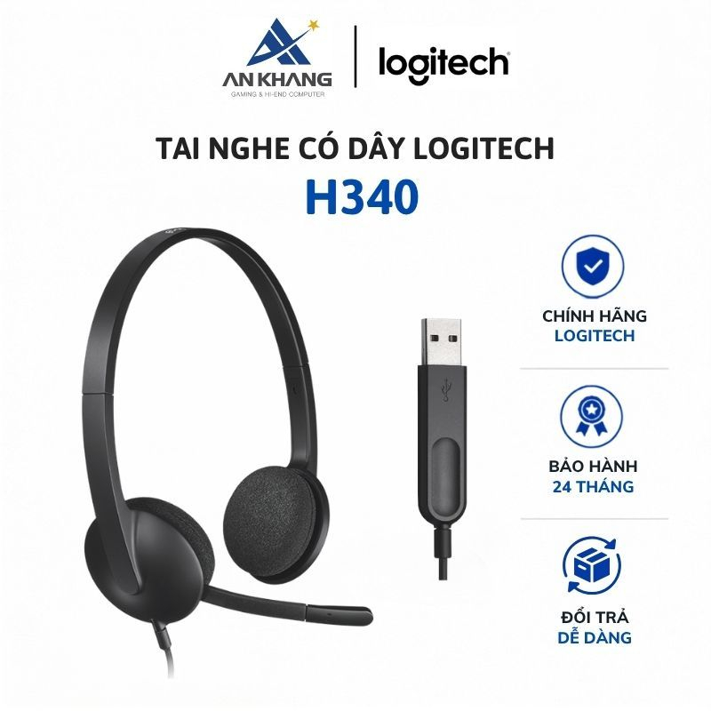 Tai nghe Logitech H340 | USB Headset | Micro khử ồn | Digital Stereo Chính Hãng BH 24 Tháng