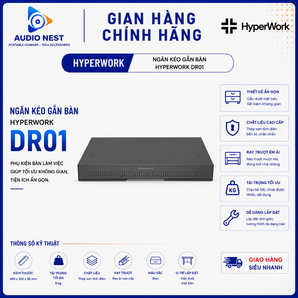 Ngăn kéo gắn bàn HyperWork HPW-DR01