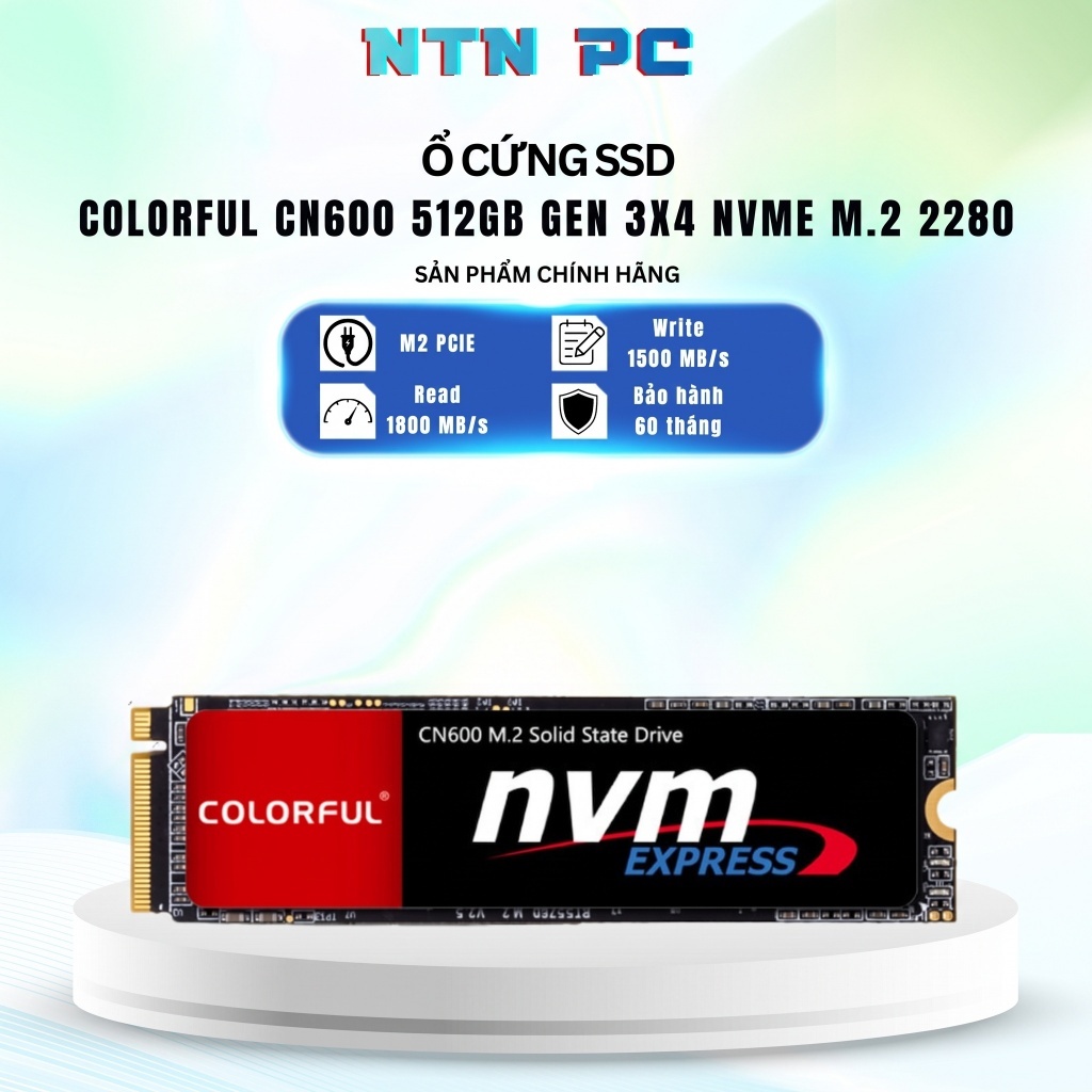 SSD COLORFUL CN600 512GB NVME GEN3X4 | NEW | CHÍNH HÃNG | BẢO HÀNH 36 THÁNG