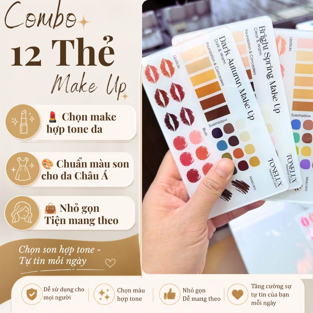 Combo 12 Thẻ Makeup Personal Color – Bộ Thẻ Màu Trang Điểm Theo 12 Mùa, Giúp Chọn Tone Makeup Hợp Da