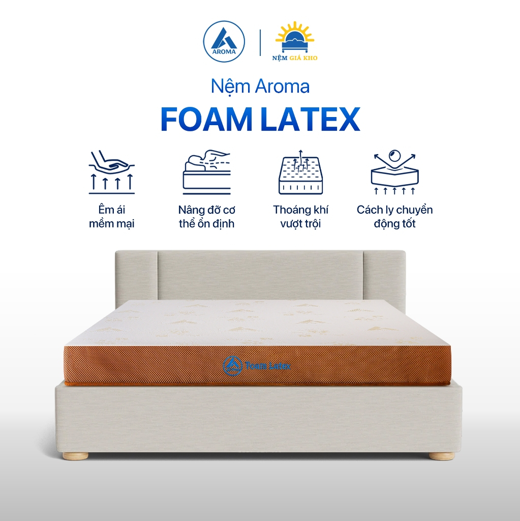 Nệm Foam Aroma Foam Latex Đệm Foam Hybrid Cao Cấp 1cm Cao Su Thiên Nhiên Bảo Hành 10 Năm