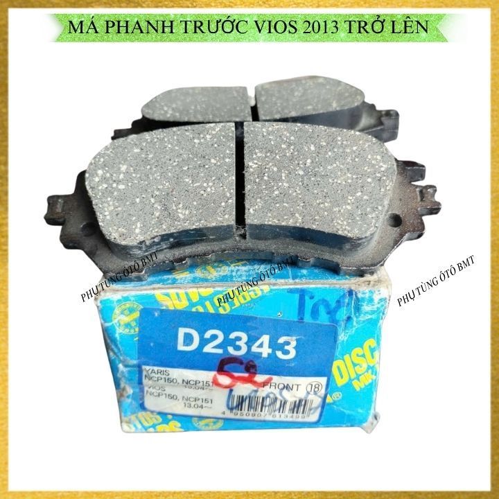 Bộ 4 Miếng Má Phanh, Bố Thắng Trước Toyota Vios, Yaris đời 2013 Trở Lên. Hàng Nhật Mã D2343