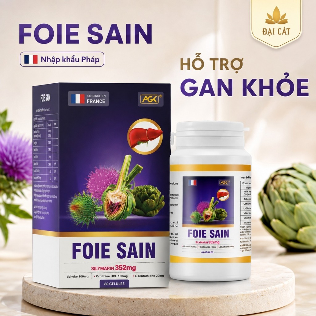 Người viêm gan, gan nhiễm mỡ, rượu bia nhiều - Foie Sain hỗ trợ giải độc gan, nhập khẩu Pháp.