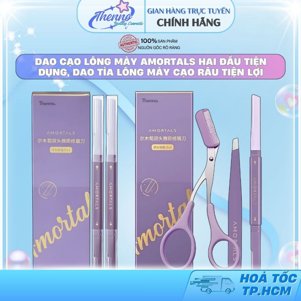 Dao Cạo Lông Mày Amortals Hai Đầu Tiện Dụng, Dao Tỉa Lông Mày Cạo Râu Tiện Lợi