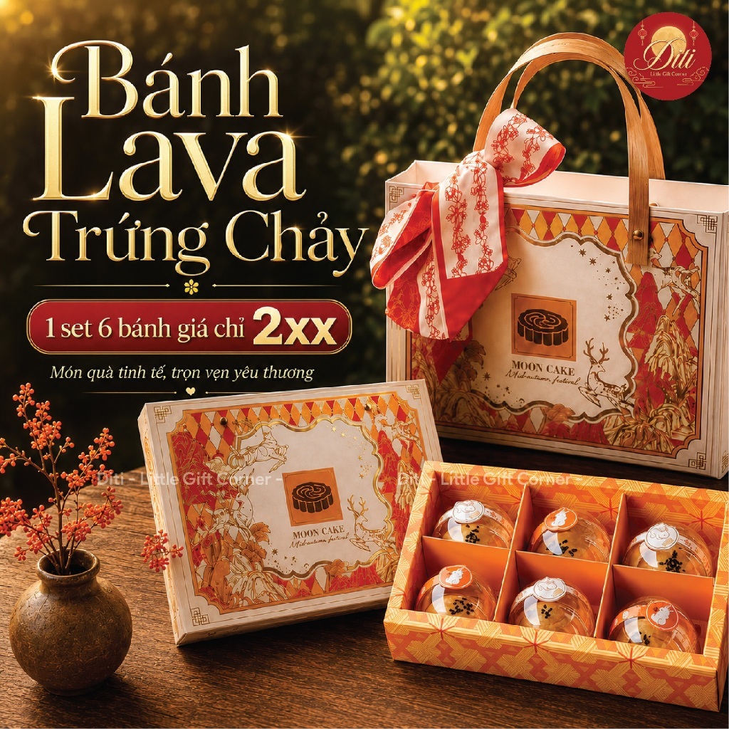 Bánh Trung Thu Lava Trứng Chảy Set 6 Bánh | Hộp Quà Cao Cấp DITI 2026