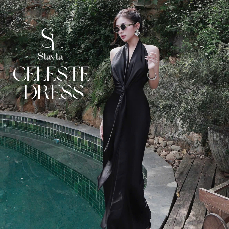 Slayla | Celeste dress | Đầm lụa dáng dài thiết kế độc lạ sang trọng thanh lịch