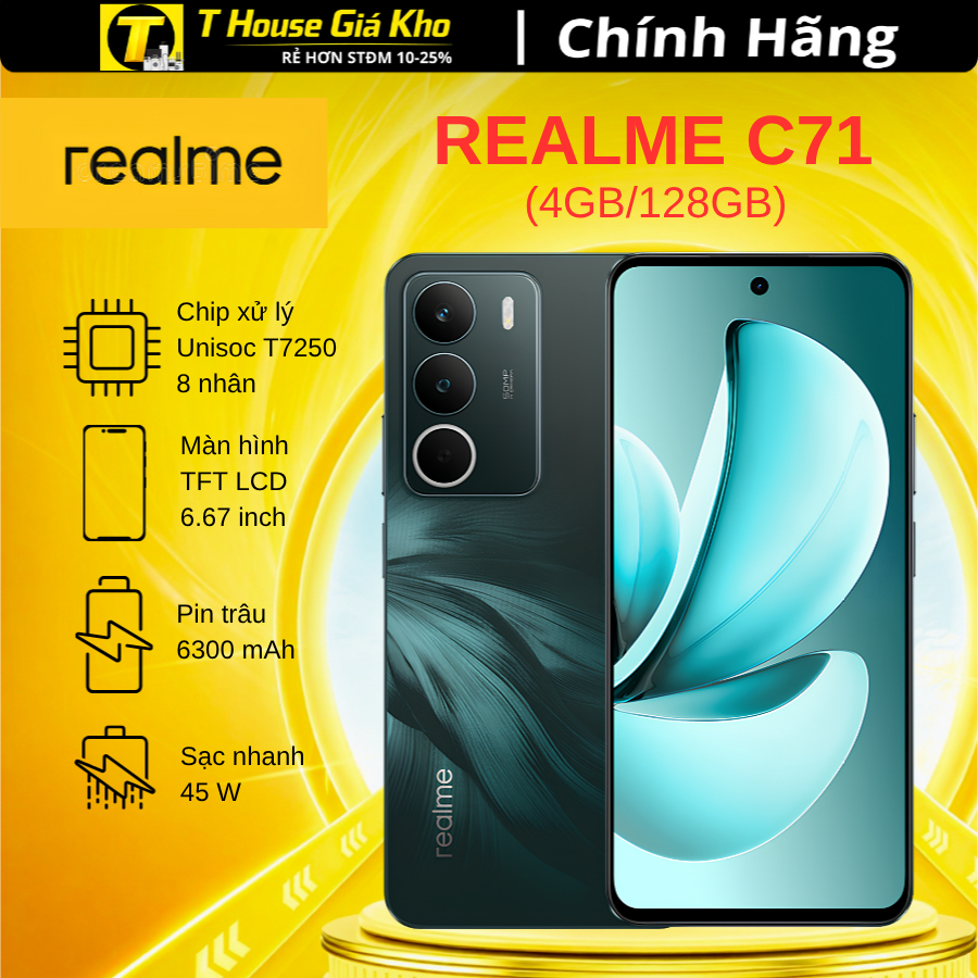 Điện Thoại Realme C71 4GB/128GB - Hàng Chính Hãng Nguyên Seal