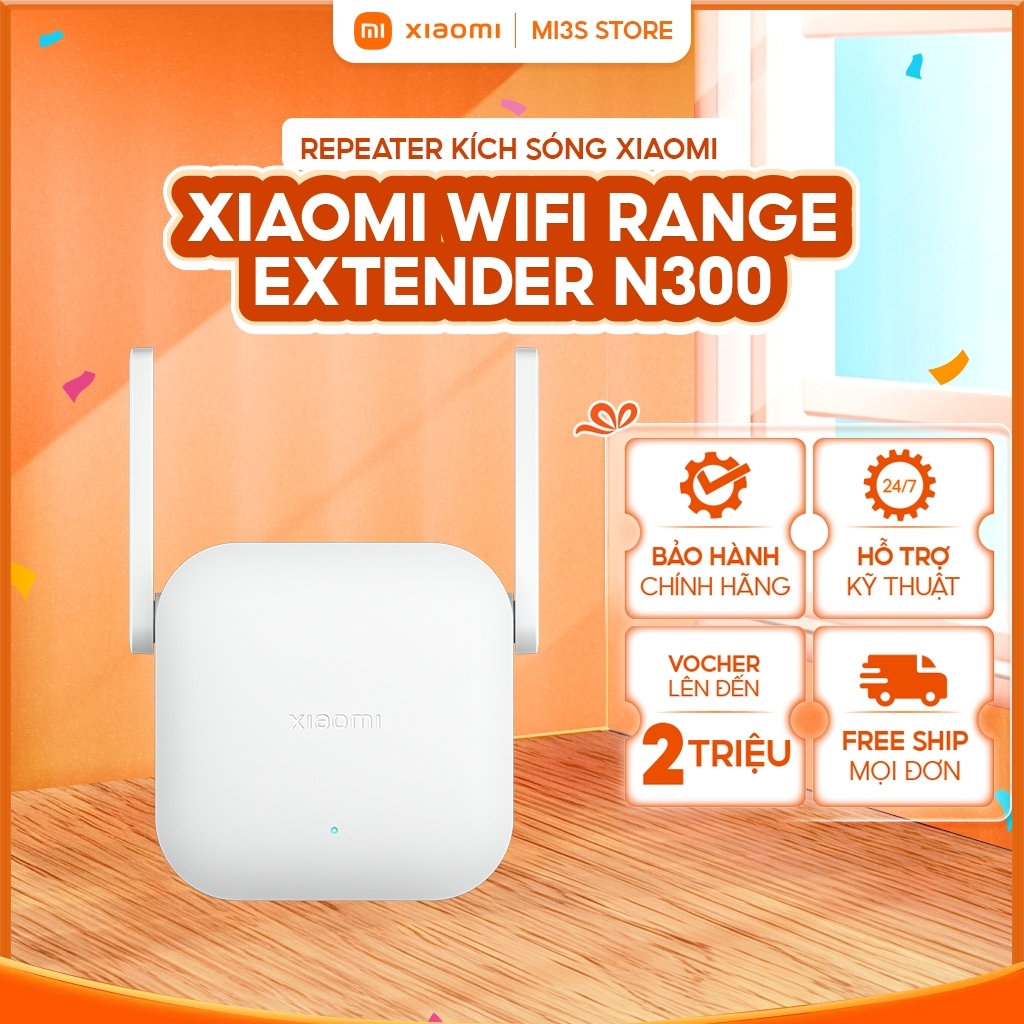 Bộ Kích Sóng WiFi Xiaomi WiFi Range Extender N300 | 300Mbps, 2 Ăng-Ten 2x2, Mở Rộng Sóng WiFi