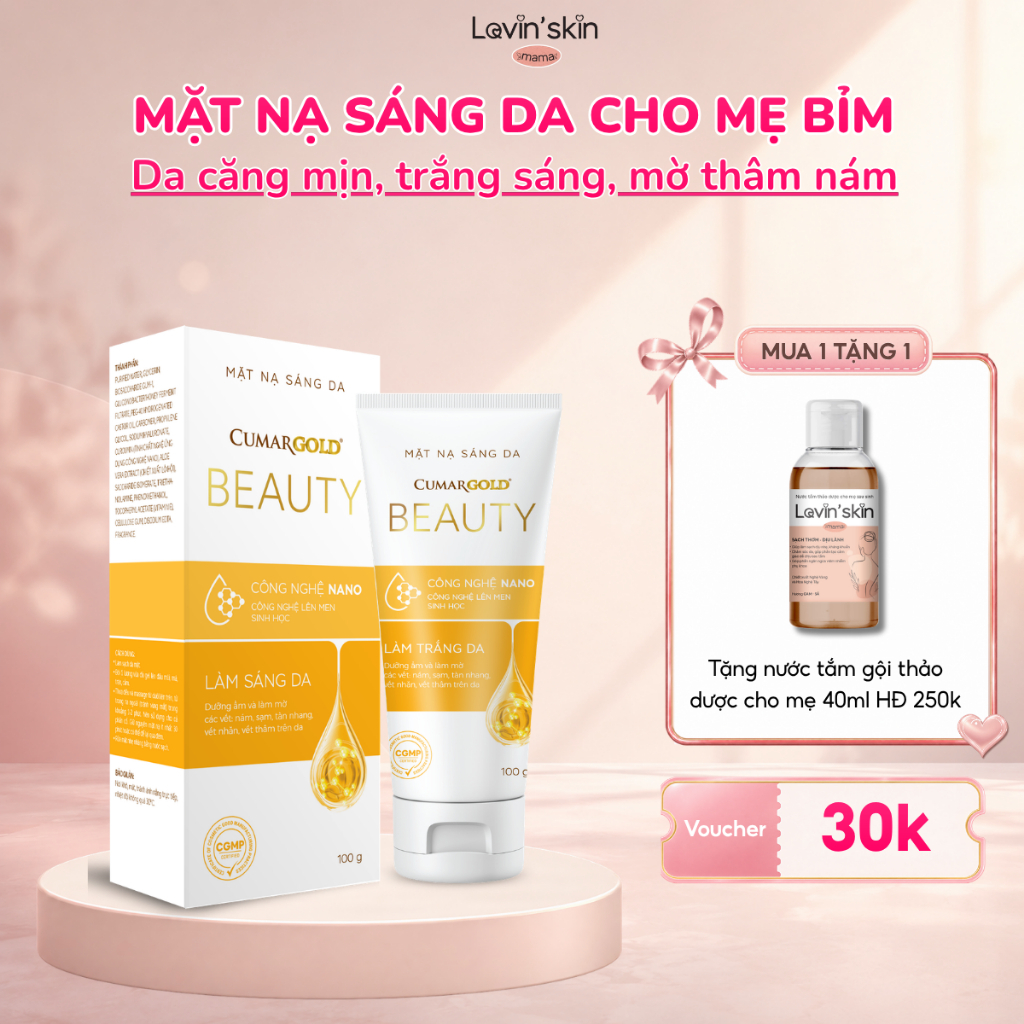 Mặt nạ nghệ sáng da CumarGold Beauty hỗ trợ mờ nám, tàn nhang, sáng da - CMB02