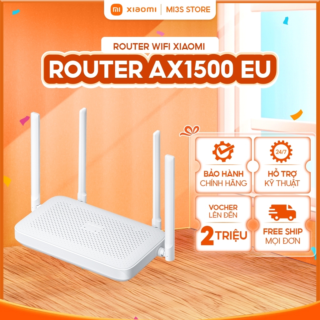 Bộ Phát WiFi Xiaomi Router AX1500 EU | WiFi 6, Tốc Độ 1501Mbps, 4 Cổng Gigabit, Xiaomi Mesh