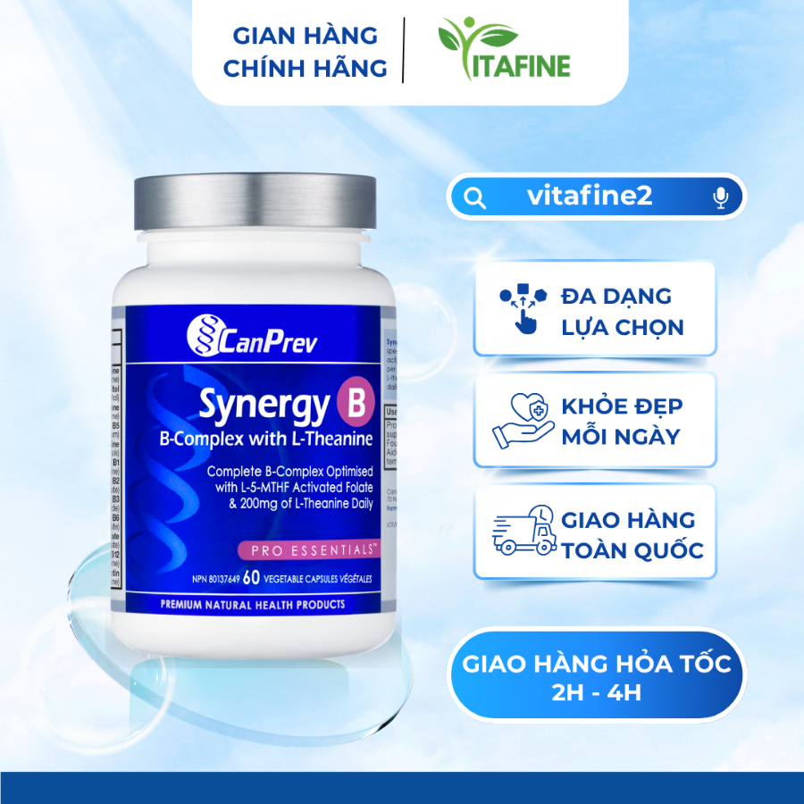 CanPrev Synergy B – Vitamin B-Complex Kết Hợp L-Theanine, Hỗ Trợ Chuyển Hóa Năng Lượng Và Thư Giãn