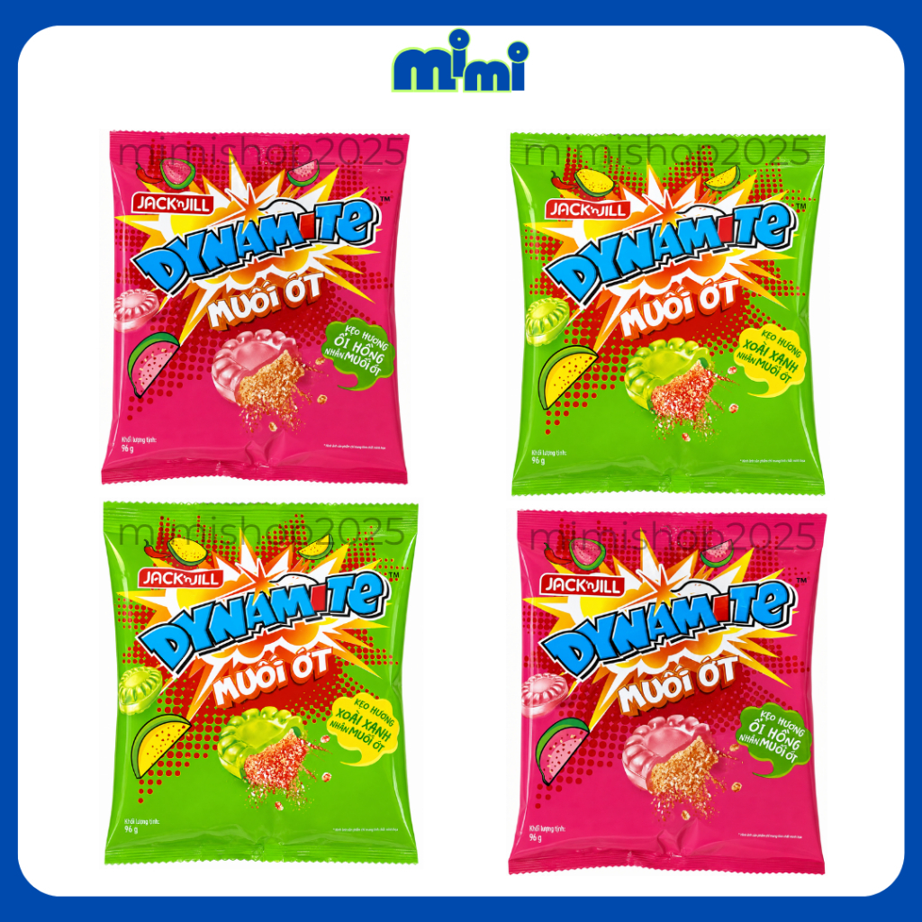 Kẹo Cứng Dynamite Trái Cây Nhân Muối Ớt (Gói 96g)