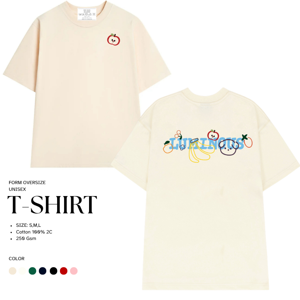 ( TẶNG ĐÈN NGỦ) Áo Thun Local Brand Unisex LUMINOUS Màu Kem Form Oversize Cotton 100% NGHỊ QUÂN STOR