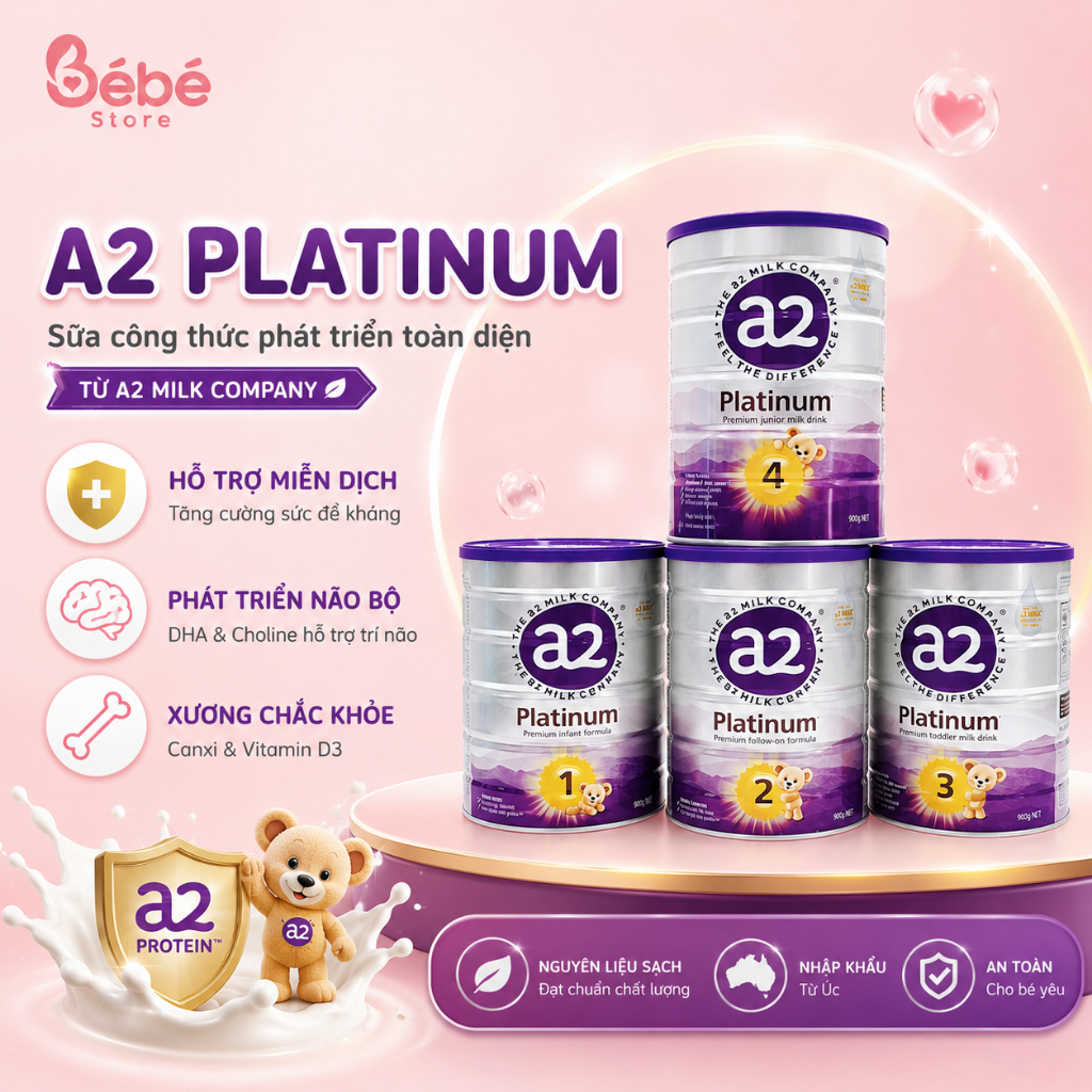 Sữa A2 Platinum New Zealand Đạm A2 Tự Nhiên, Sữa Dinh Dưỡng A2 Bổ Sung DHA Dễ Hòa Tan