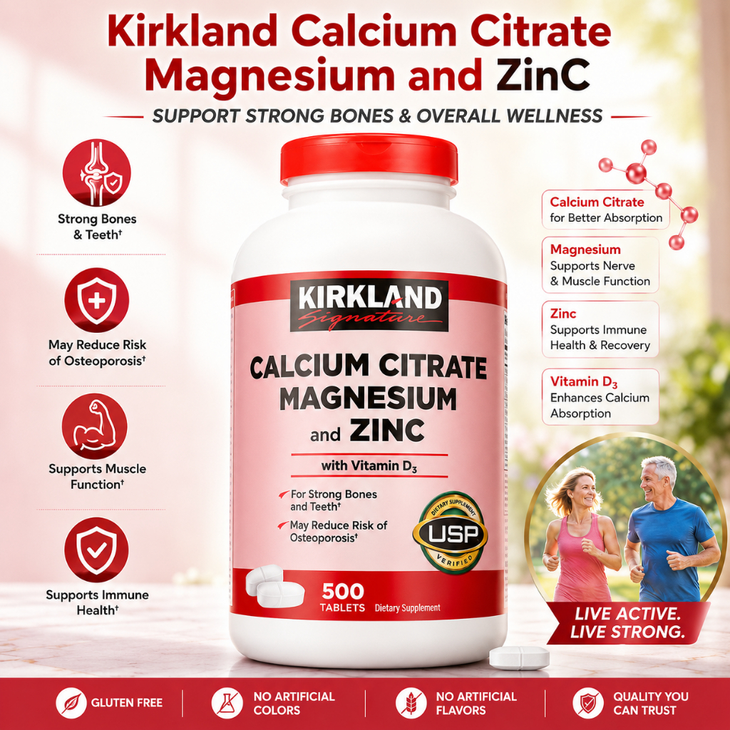Viên uống Kirkland Calcium Citrate Magnesium and ZinC 500 viên