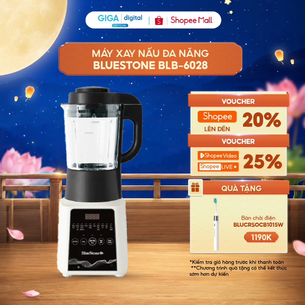 [VOUCHER 3%] [ƯU ĐÃI QUÀ TẶNG] Máy làm sữa hạt đa năng BlueStone BLB-6028 - 11 chế độ cài đặt sẵn - 