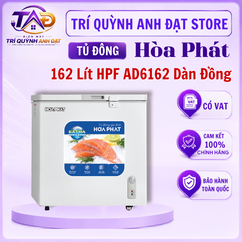 Tủ Đông Hòa Phát HPF AD6162 162 Lít Đông Nhanh Dàn Đồng Bảo Hành 24 Tháng Tại Nhà Toàn Quốc
