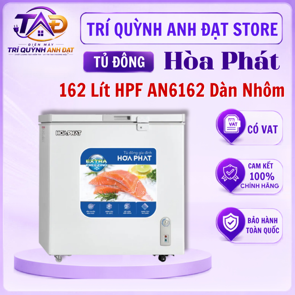 Tủ Đông Hòa Phát 162 Lít HPF AN6162 Dàn Nhôm Đông Nhanh Bảo Hành 24 Tháng Tại Nhà Toàn Quốc