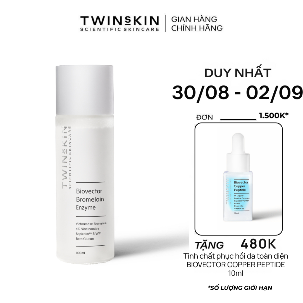 BIOVECTOR BROMELAIN ENZYME - Nước dưỡng enzyme cấp ẩm sâu, kích hoạt da, làm dịu mướt và sáng mịn da