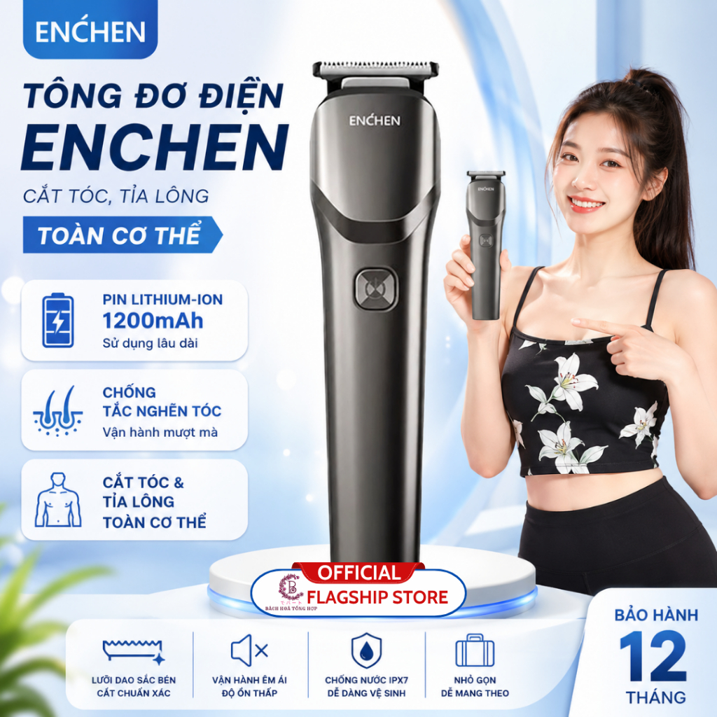 [HỎA TỐC] ENCHEN Tông đơ cắt tóc Beardo 2 - Pin 1200mAh - Hàng chính hãng