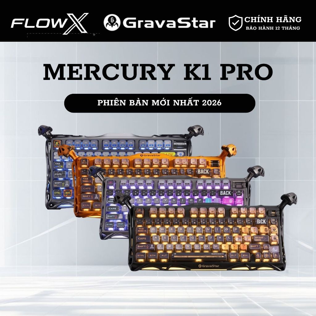 Bàn Phím Cơ GravaStar Mercury K1 Pro Wireless RGB Hot Swap Bluetooth 75%