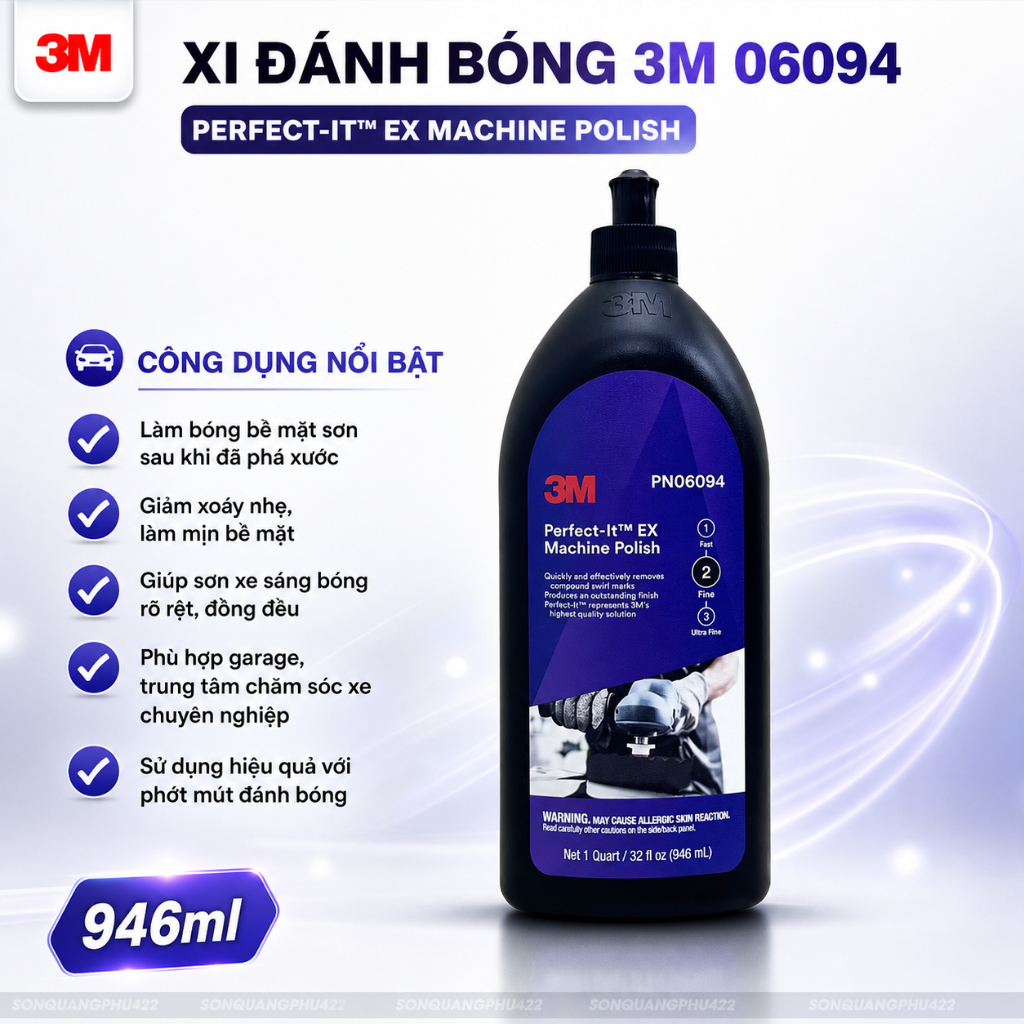CÓ VAT Xi Đánh Bóng Bước 2 Hãng 3M 06094–0.95L, Dung Dịch Đánh Bóng, xi gốc nước 3M, pas  SONQUANGPH