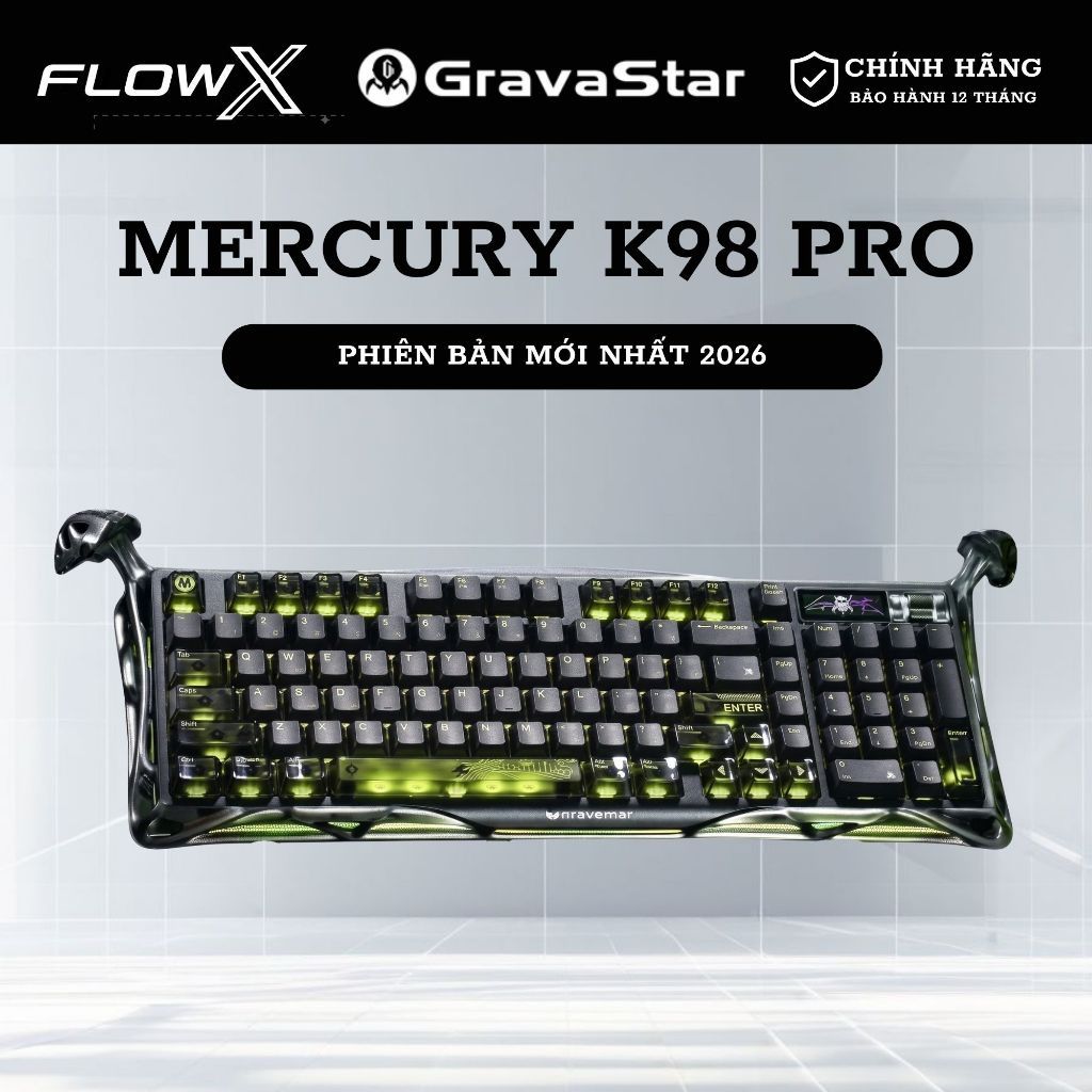 Bàn Phím Cơ GravaStar Mercury K98 Pro Chính Hãng | Layout 98% | Polling Rate 8K | Bảo Hành 12 Tháng