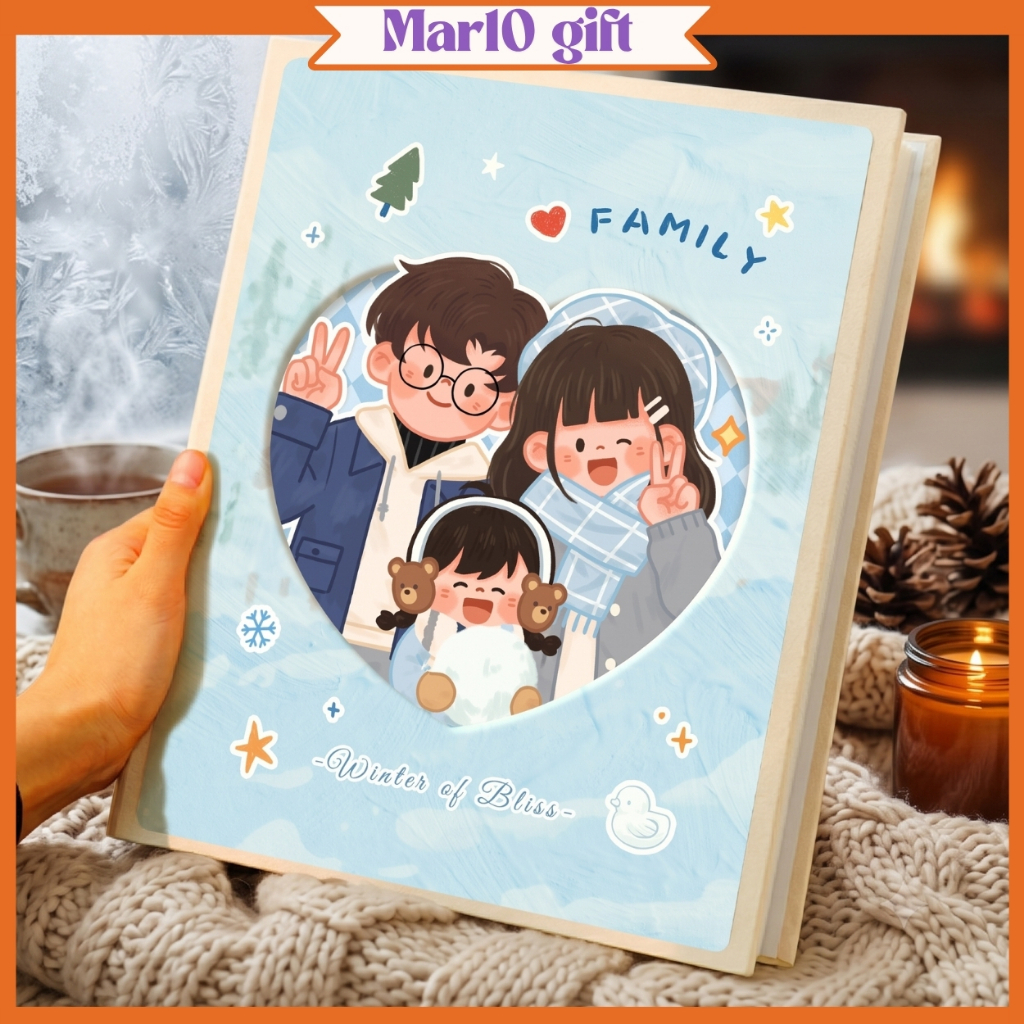 Album Ảnh Gia Đình Cho Bé 400 Tấm Cao Cấp - Sổ Đựng Ảnh 200 Tấm Bìa Da Lộn Pha Lê 6x9 10x15 13x18
