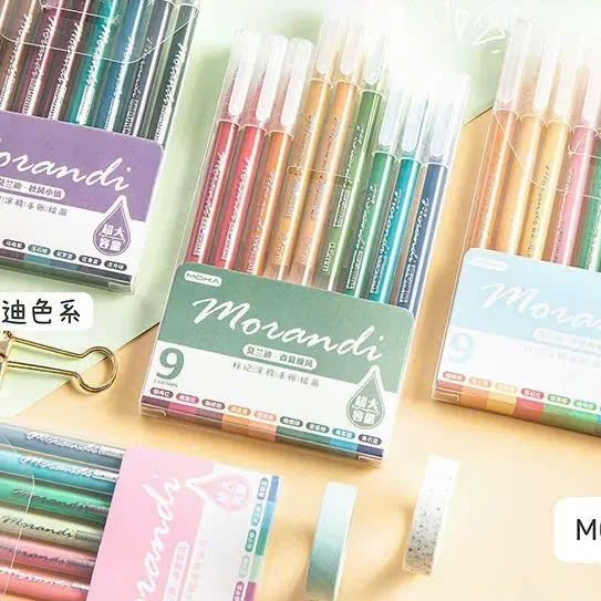 [MOKA] Bộ 9 Bút Gel Gel Tông Màu Morandi Hàn Quốc - Bút Mực Gel Viết Sổ, Bullet Journal, Highlight