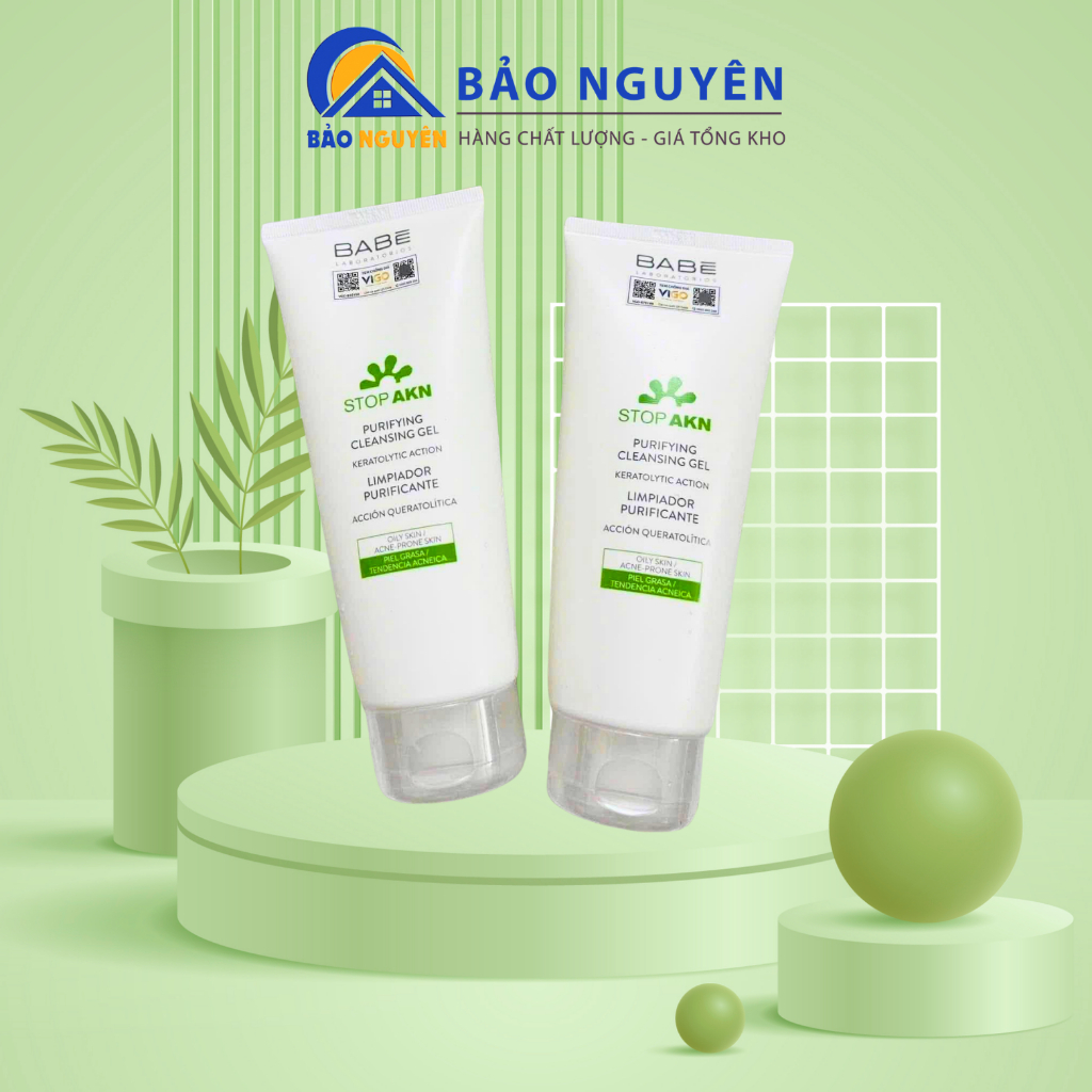 SỮA RỬA MẶT BABE STOP AKN PURIFYING CLEANSING GEL 200ml,Sữa Rửa Mặt BABE Gel Bổ Sung Lợi Khuẩn Cho D