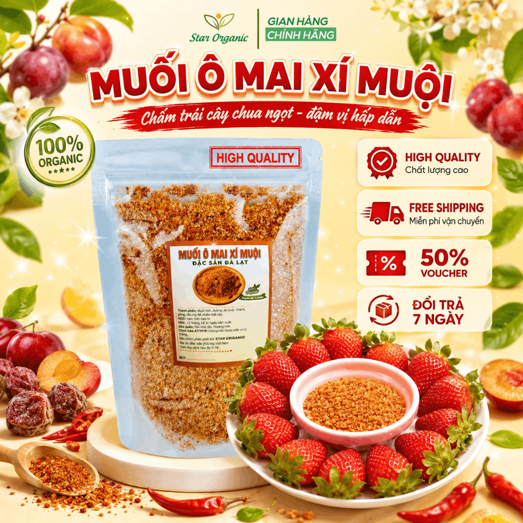 [ SIÊU NGON ] Muối Xí Muội - Muối Ô Mai Xí Muội Túi 500G - Star Organic