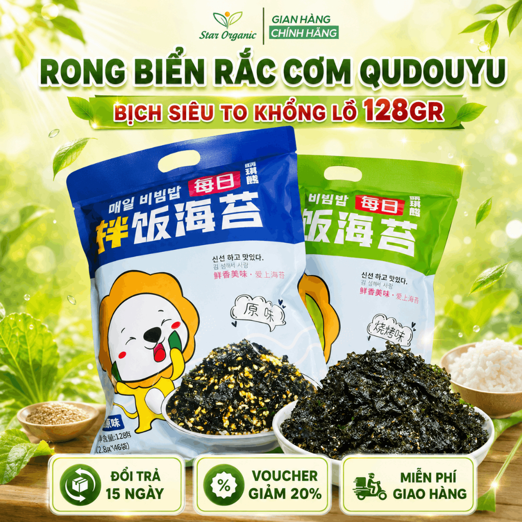 Rong Biển Rắc Cơm Qudouyu Ăn Liền Bịch Siêu To 128g - Star Organic