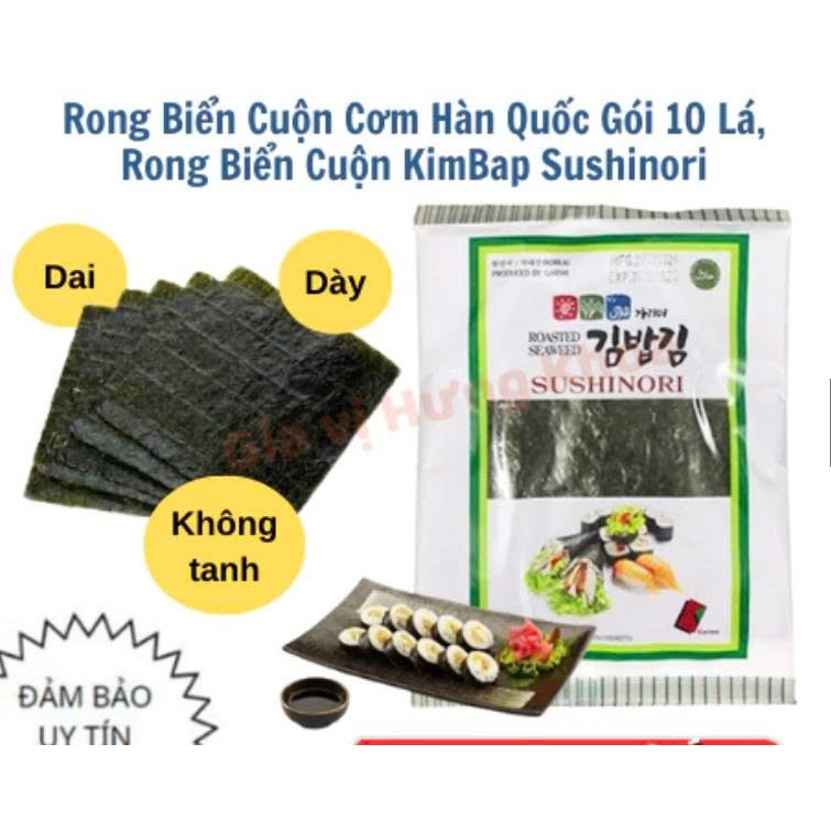 Rong biển cuộn cơm hàn quốc gói 10 lá, rong biển cuộn kimbap