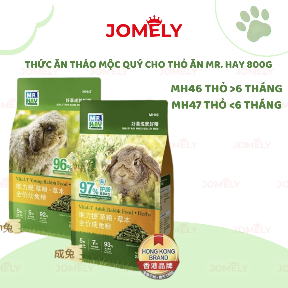 Thức ăn thảo mộc quý cho thỏ Mr.Hay MH46 MH47- Cỏ nén thảo mộc cho thỏ con, thỏ trưởng thành - JOMEL