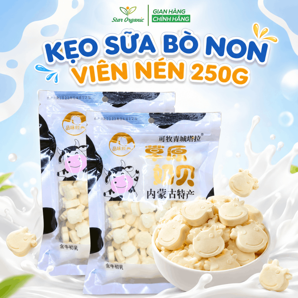 Kẹo Sữa Bò Non Nén Viên Nội Mông Cổ 250g - Star Organic