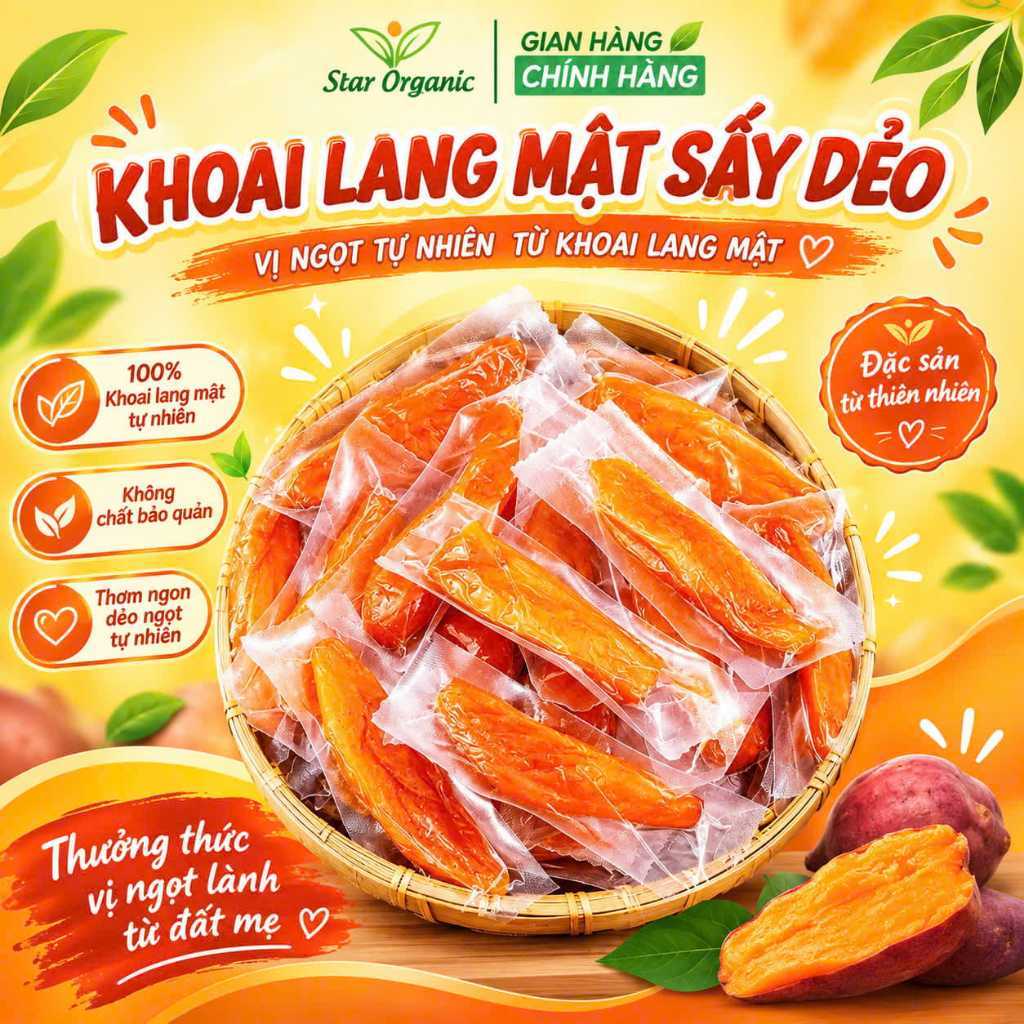 Khoai Lang Mật Sấy Dẻo Nguyên Chất Không Đường - Star Organic