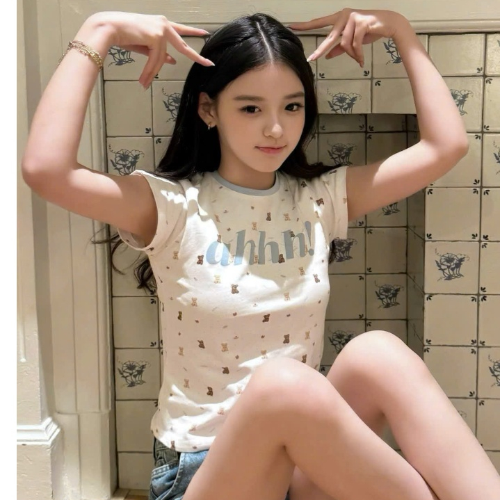 Áo thun nữ ngắn tay cổ tròn phom babytee vừa in hình hottrend y2k