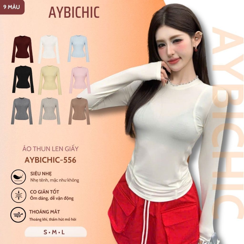 Áo Thun Chất Len Giấy Mịn Nữ Dài Tay , Áo Giữ Nhiệt Nữ Dài Tay Chống Nắng Dễ…